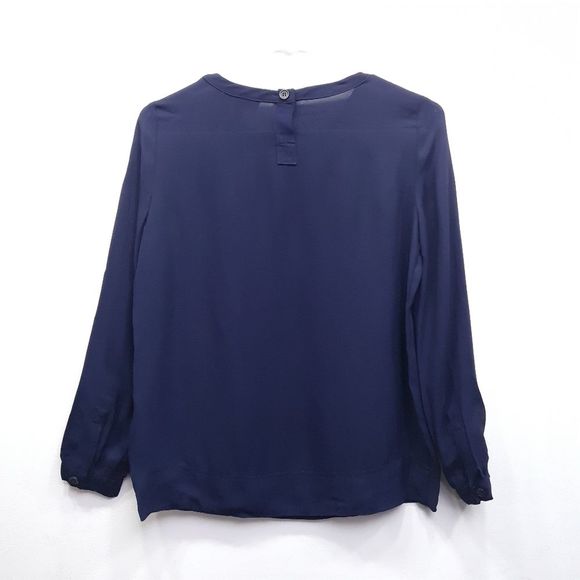 J. Crew Double Stripes Crepe Top Blouse Navy Womens Size 00 - Picture 8 of 16